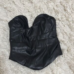 Shein Black Faux Leather Strapless Top